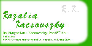 rozalia kacsovszky business card